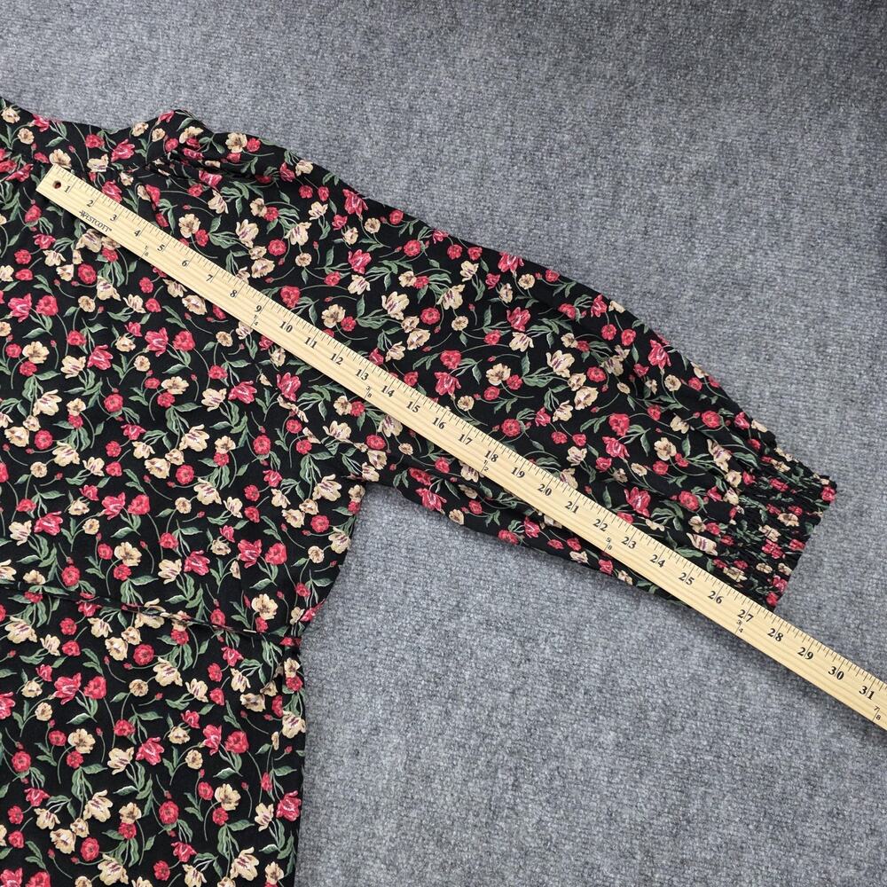 Draper James RSVP Dress Womens XL Black Floral Tie Waist Smocked Cuffs KD7032RT - Picture 6 of 16